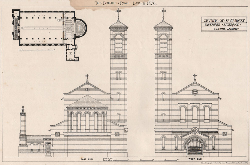 Church of St. Bridget, Wavertree, Liverpool; E.A. Heffer, Architect 1876 print